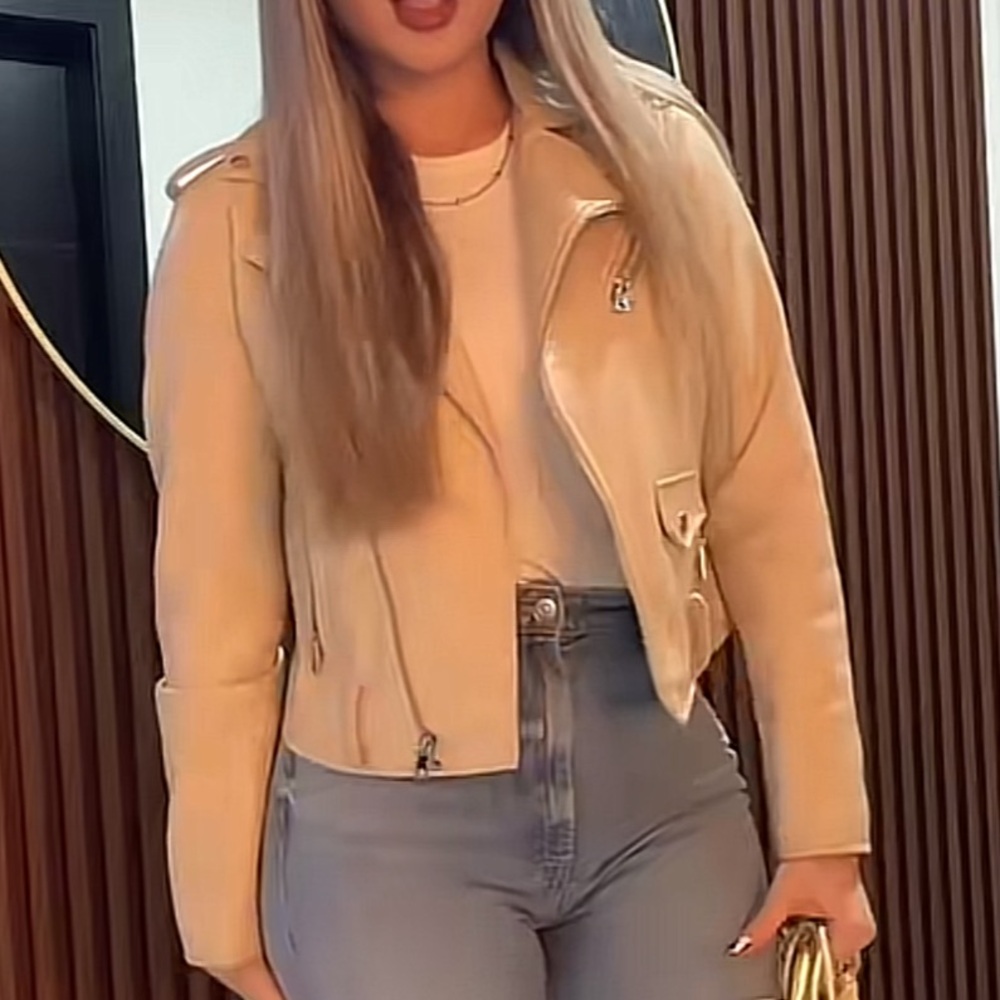 Zara Ecru Leather Jacket